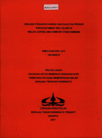 Image of ANALISIS PENGARUH HARGA DAN KUALITAS PRODUK TERHADAP MINAT BELI ULANG DINOLITA COFFEE AND COMFORT FOOD KEMANG