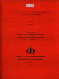 Image of ANALISIS KUALITAS PRODUK TOUR UMROH DI INDONESIA (STUDI KASUS: DIYO SIBA GROUP)
