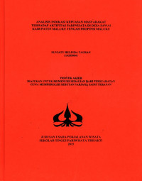 Image of ANALISIS INDIKASI KEPUASAN MASYARAKATTERHADAP AKTIFITAS PARIWISATA DI DESA SAWAIKABUPATEN MALUKU TENGAH PROPINSI MALUKU
