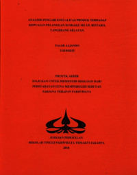Image of ANALISIS PENGARUH KUALITAS PRODUK TERHADAP KEPUASAN PELANGGAN DI SHAKE ME UP, BINTARO, TANGERANG SELATAN