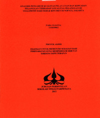 Image of ANALISIS PENGARUH KUALITAS PELAYANAN DAN KEPUASAN PELANGGAN TERHADAP LOYALITAS PELANGGAN DI YELLOWFIN SAKE BAR & KITCHEN SENOPATI, JAKARTA