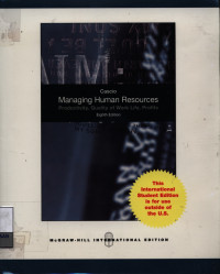 Image of Managing Human Resources: productivity, quality of work life, profits